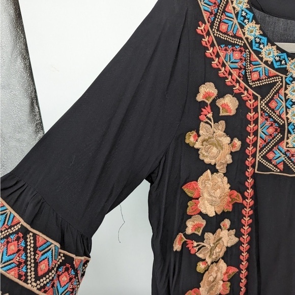 Altar’d State women’s black blouse with embroidered bell‎ sleeves, size medium - Picture 8 of 8
